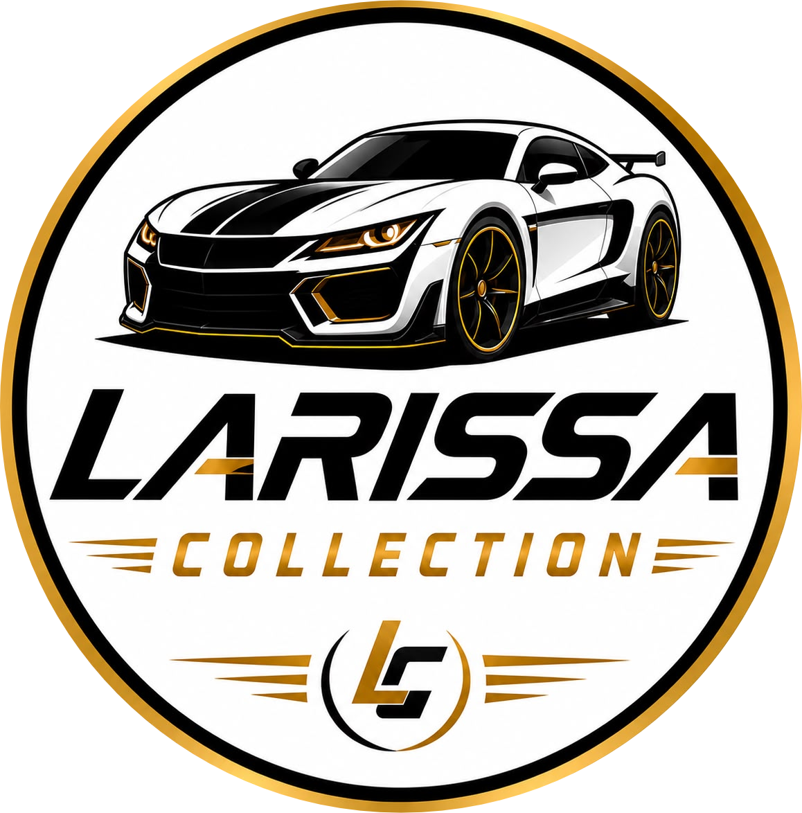 Larissa Collection — emblema com miniatura esportiva dourada